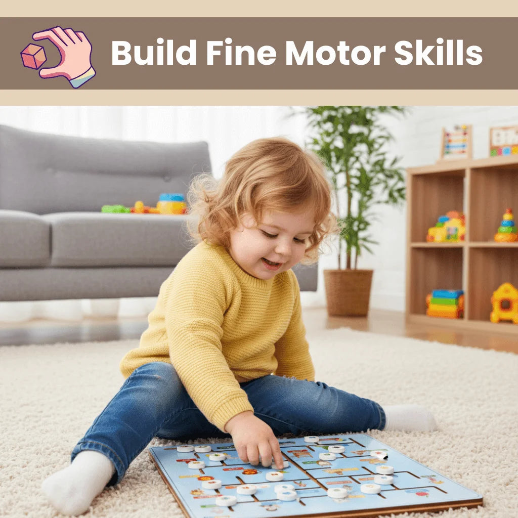 Wooden ABCD MAZE Toy For Kids - Alphabet Matching, Word Making & Learning Game