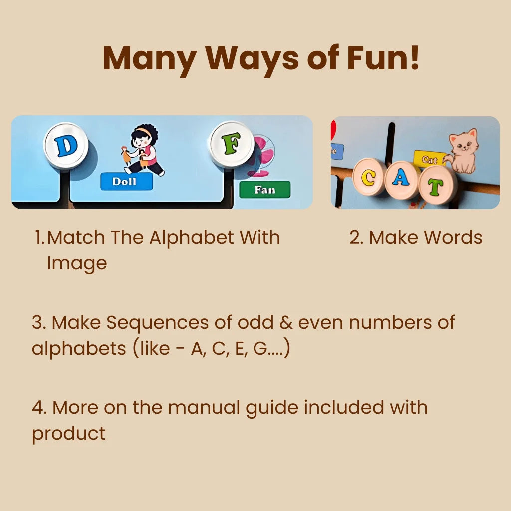 Wooden ABCD MAZE Toy For Kids - Alphabet Matching, Word Making & Learning Game