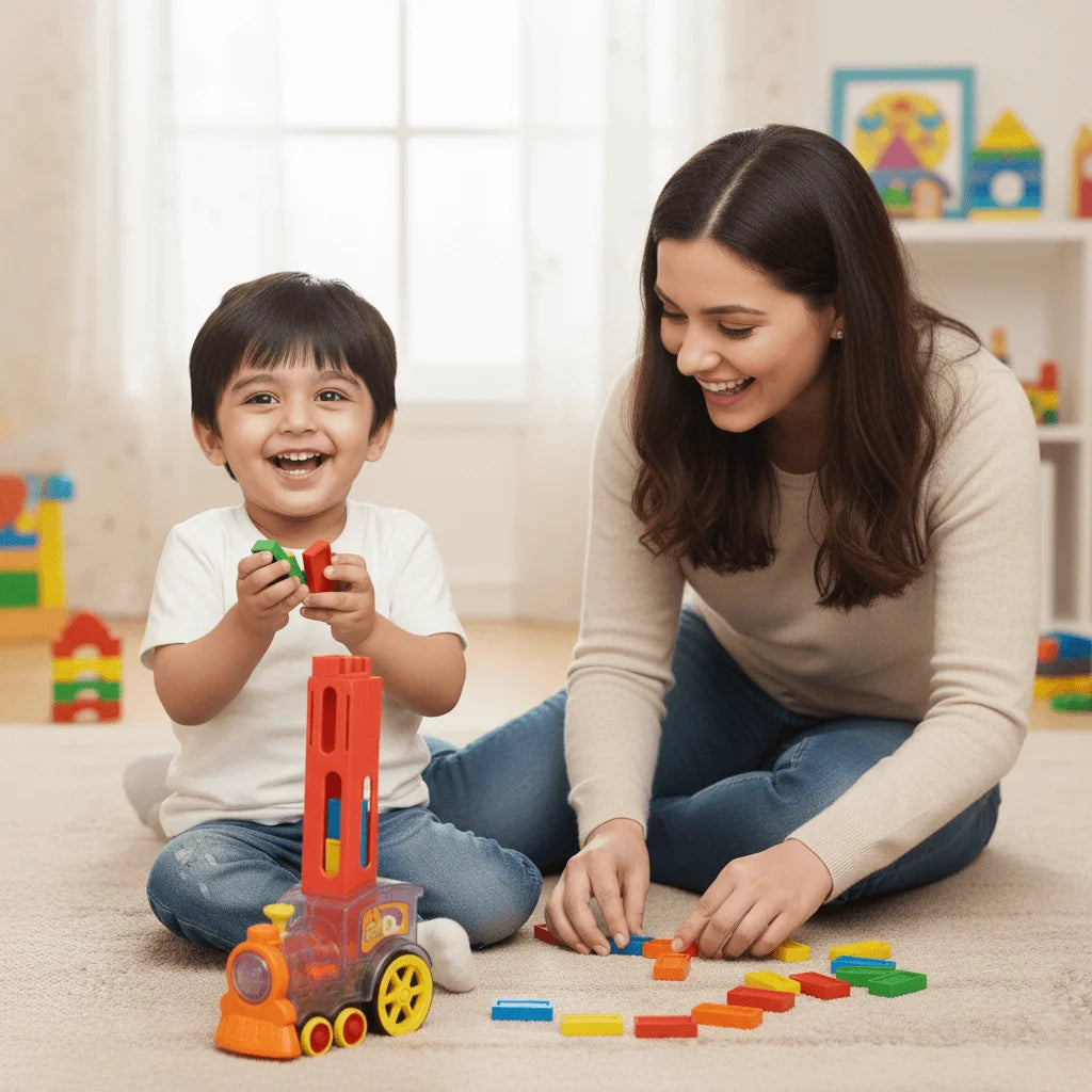 Domino Electric Train For Kids STEM Learning, Motor Skills With Fun Game Play Set