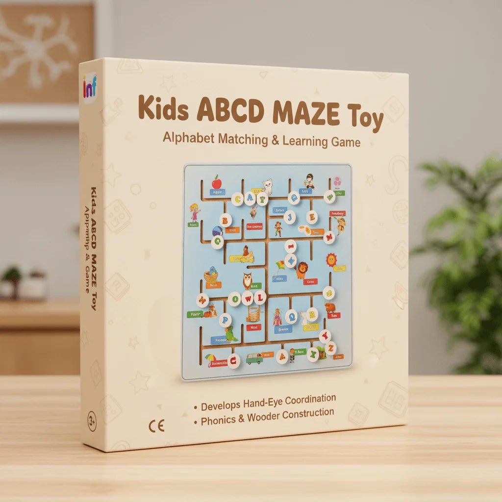 Wooden ABCD MAZE Toy For Kids - Alphabet Matching, Word Making & Learning Game