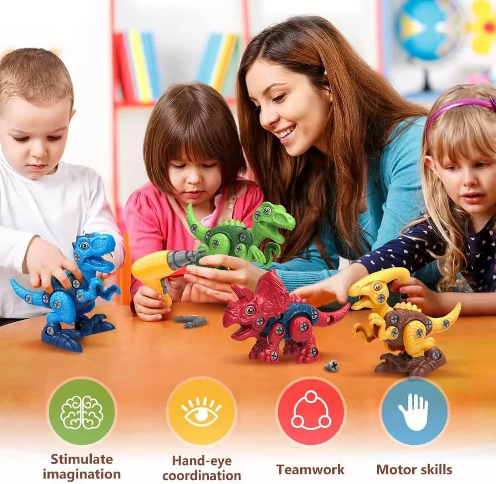 STEM Educational Dinosaur Construction Toy with Electric Drill for Kids
