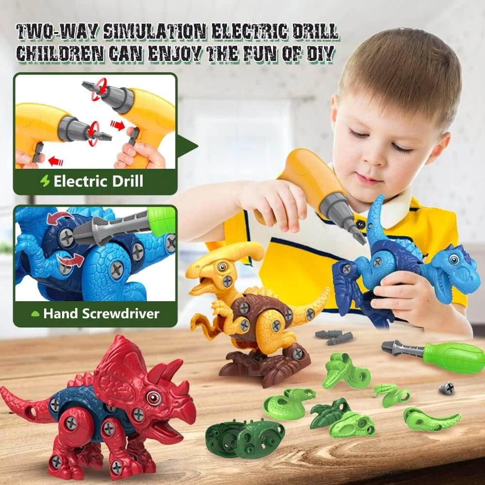 STEM Educational Dinosaur Construction Toy with Electric Drill for Kids