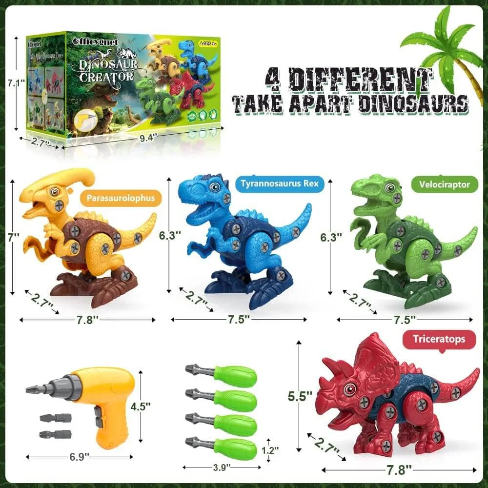 STEM Educational Dinosaur Construction Toy with Electric Drill for Kids