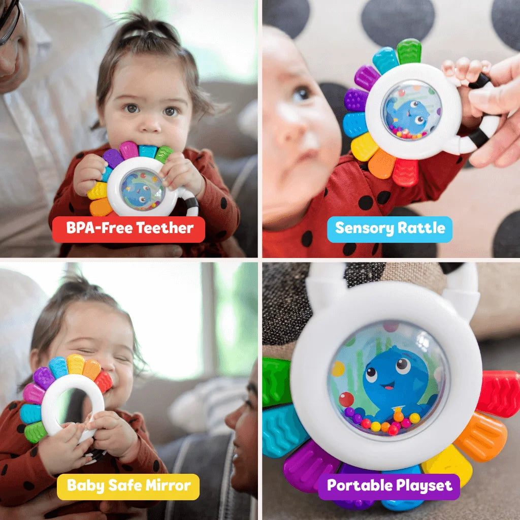 Sensory Rattle & Teether Toy BPA-Free, Multi-Textured & Chillable