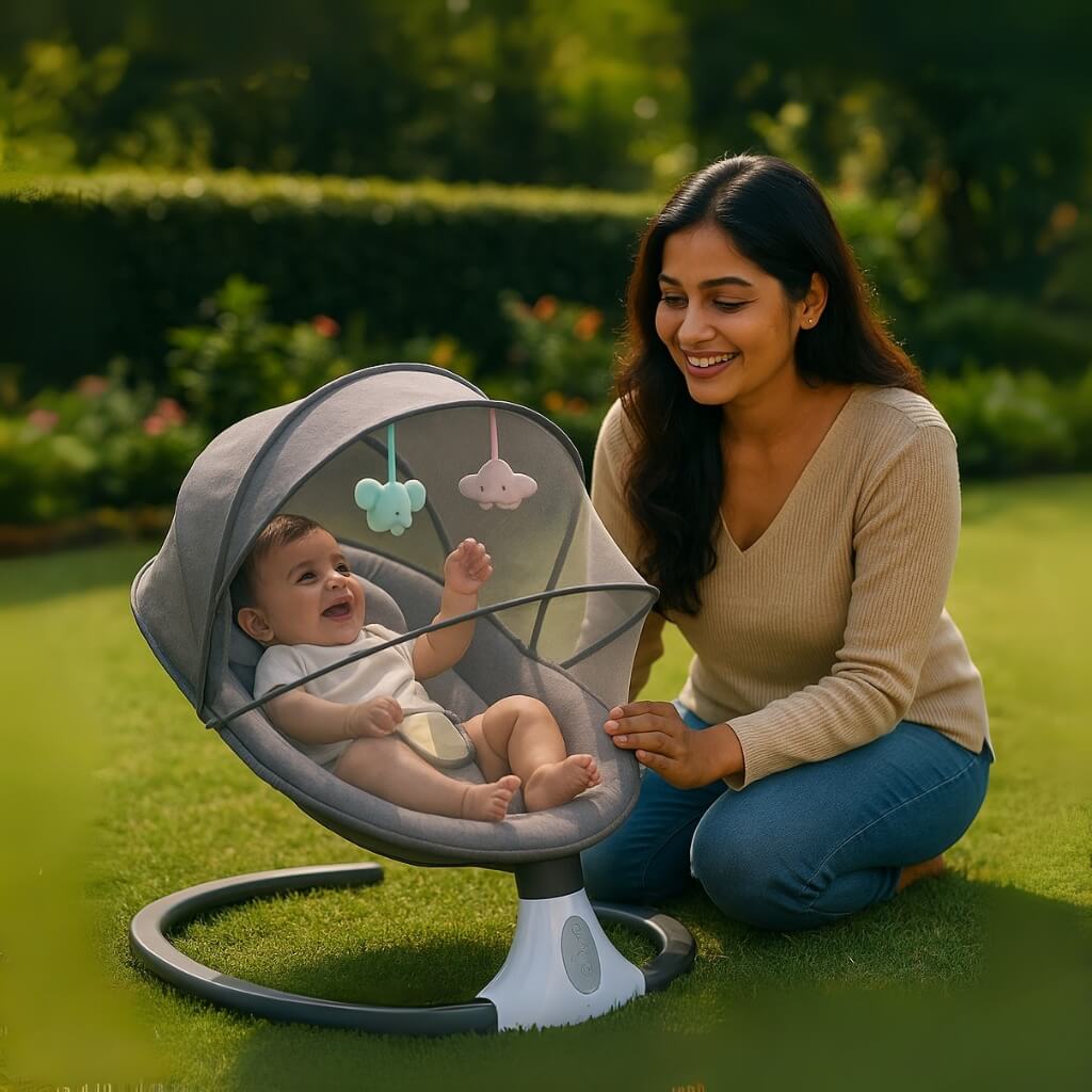 Automatic Electric Swing Cradle for New Born Baby With Music, Timer and Mosquito Net