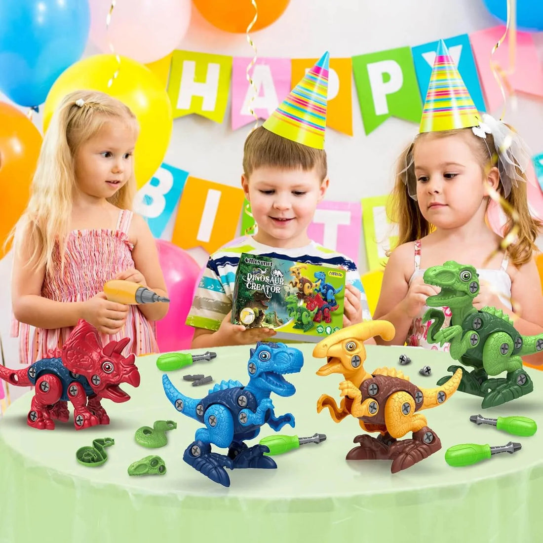 STEM Educational Dinosaur Construction Toy with Electric Drill for Kids