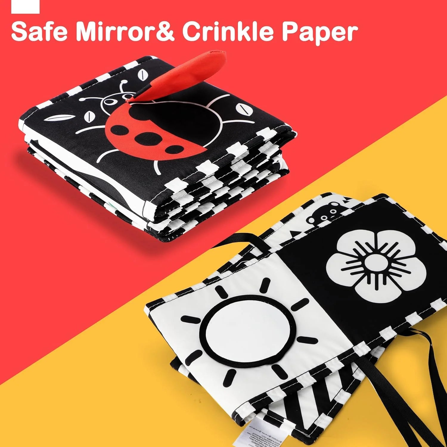 High Contrast Soft Cloth Book for Newborns Baby Vision Development