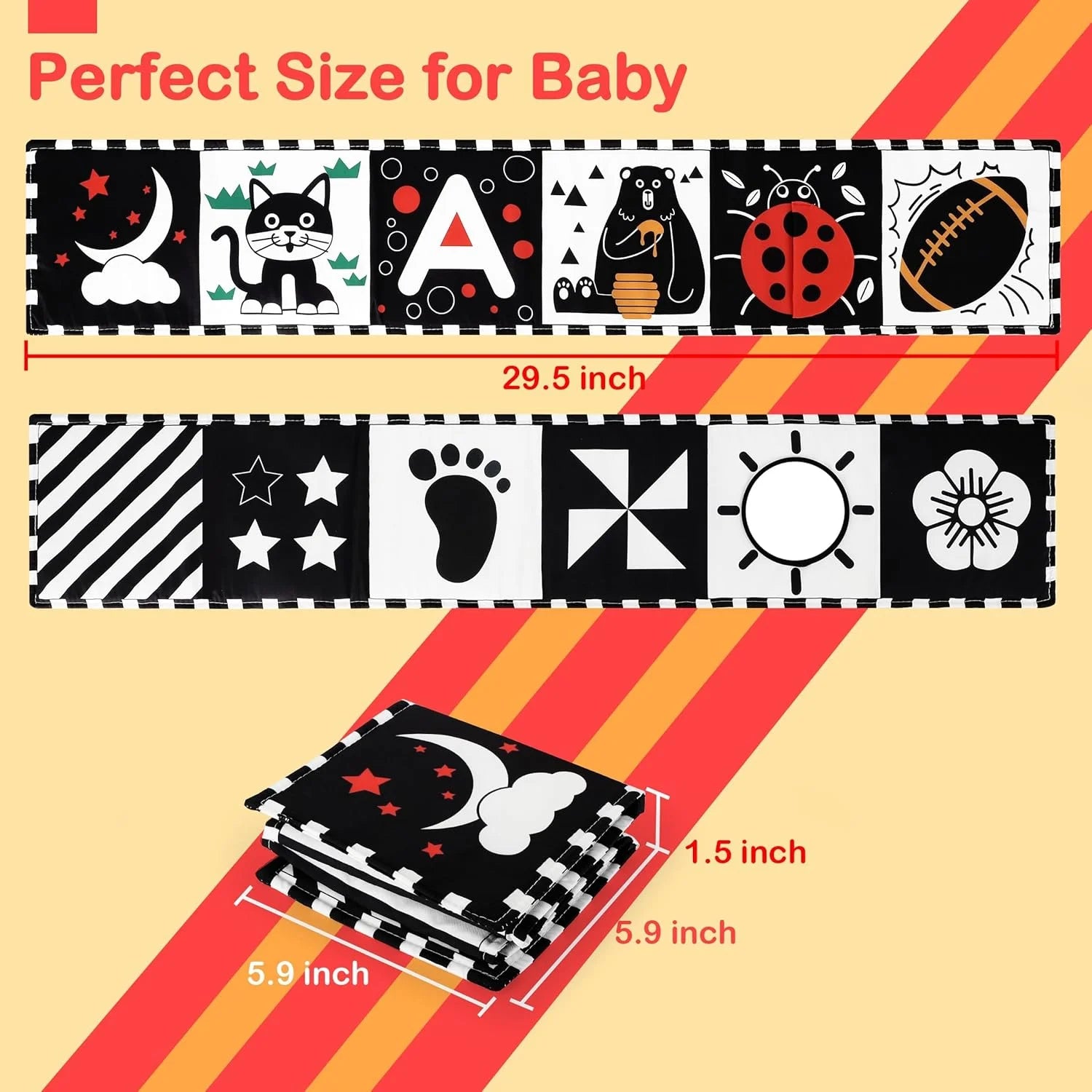 High Contrast Soft Cloth Book for Newborns Baby Vision Development