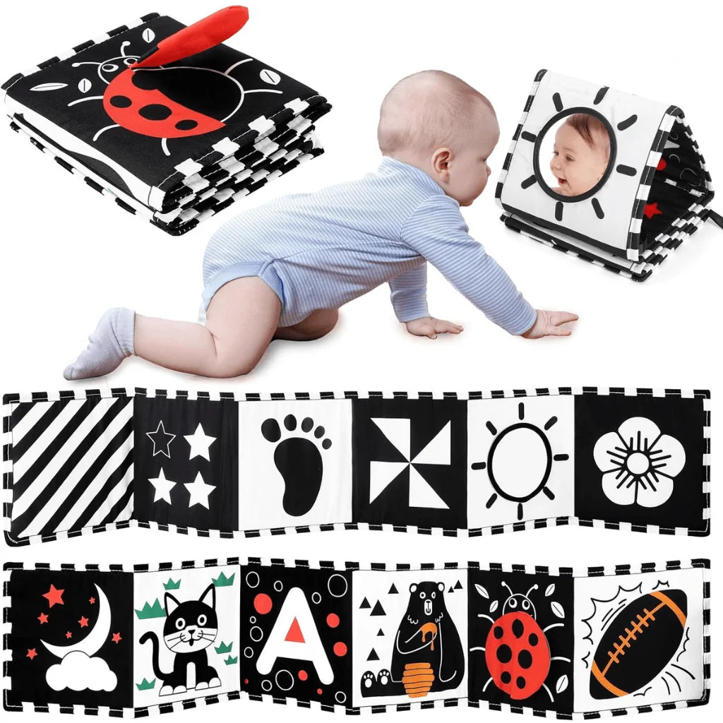 High Contrast Soft Cloth Book for Newborns Baby Vision Development