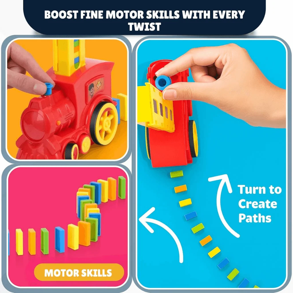 Domino Electric Train For Kids STEM Learning, Motor Skills With Fun Game Play Set