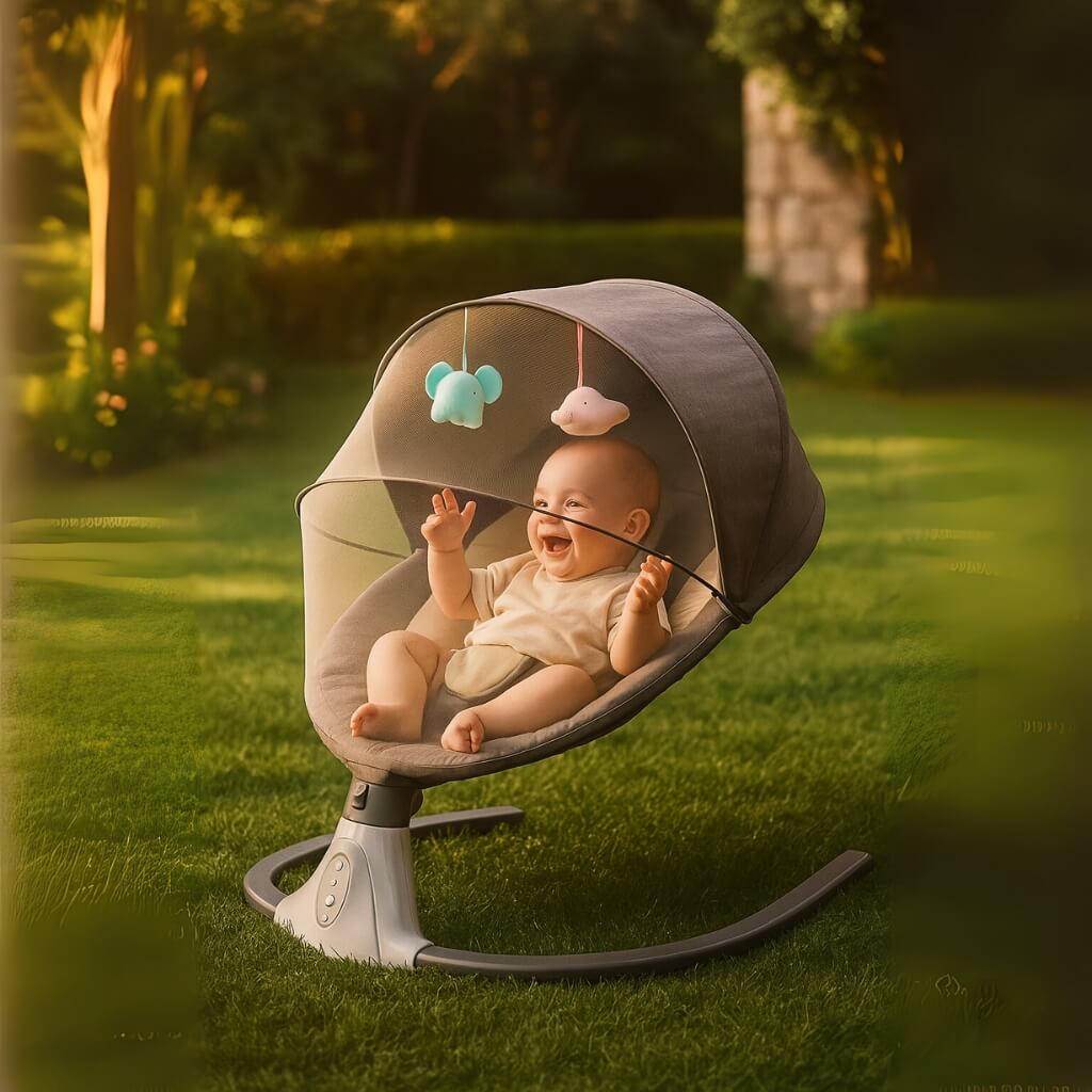 Automatic Electric Swing Cradle for New Born Baby With Music, Timer and Mosquito Net