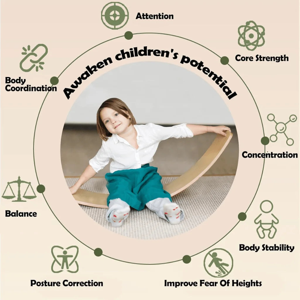 Montessori Wobble Board for Kids Balancing, Active Play, Core Strength & Imaginative Learning | Max Load 120 KG
