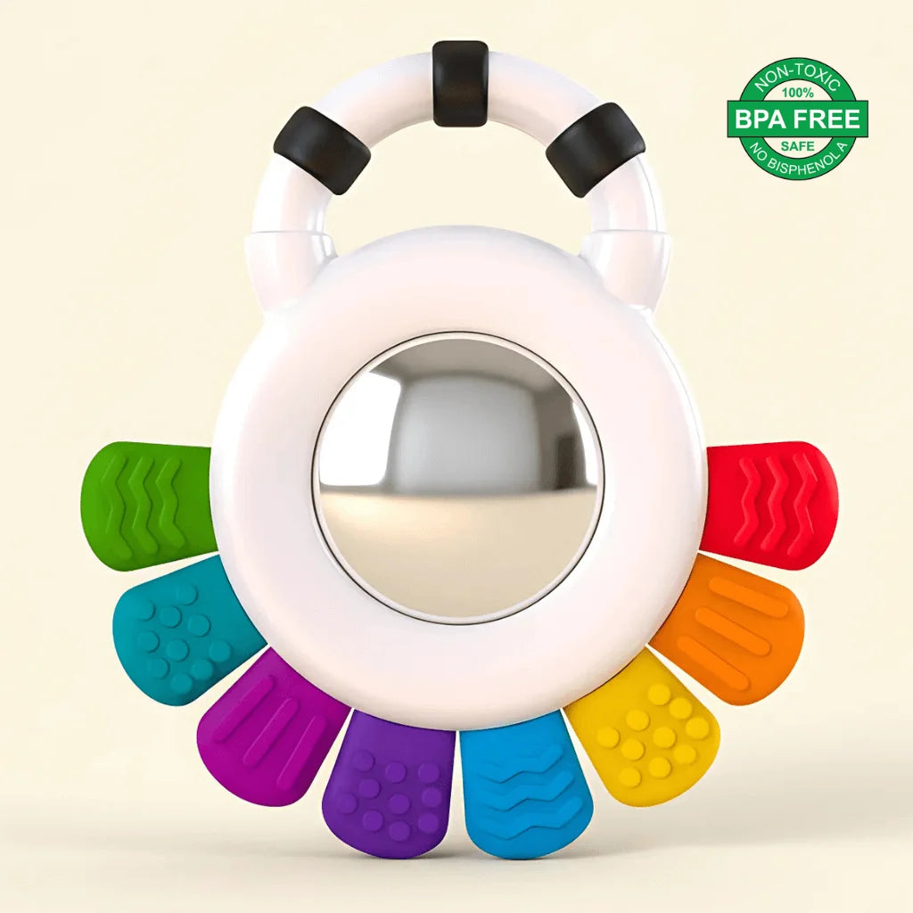 Sensory Rattle & Teether Toy BPA-Free, Multi-Textured & Chillable
