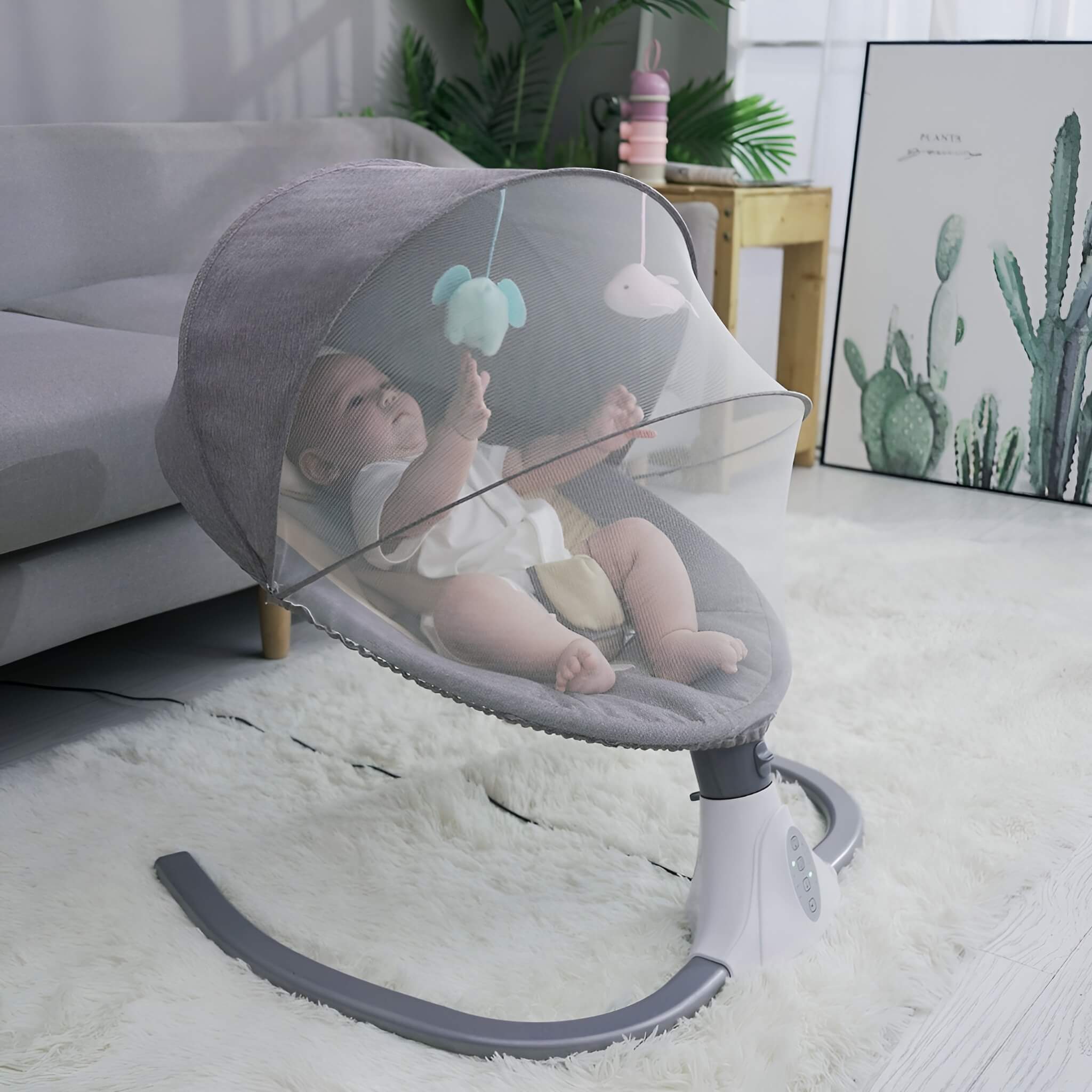 Automatic Electric Swing Cradle for New Born Baby With Music, Timer and Mosquito Net