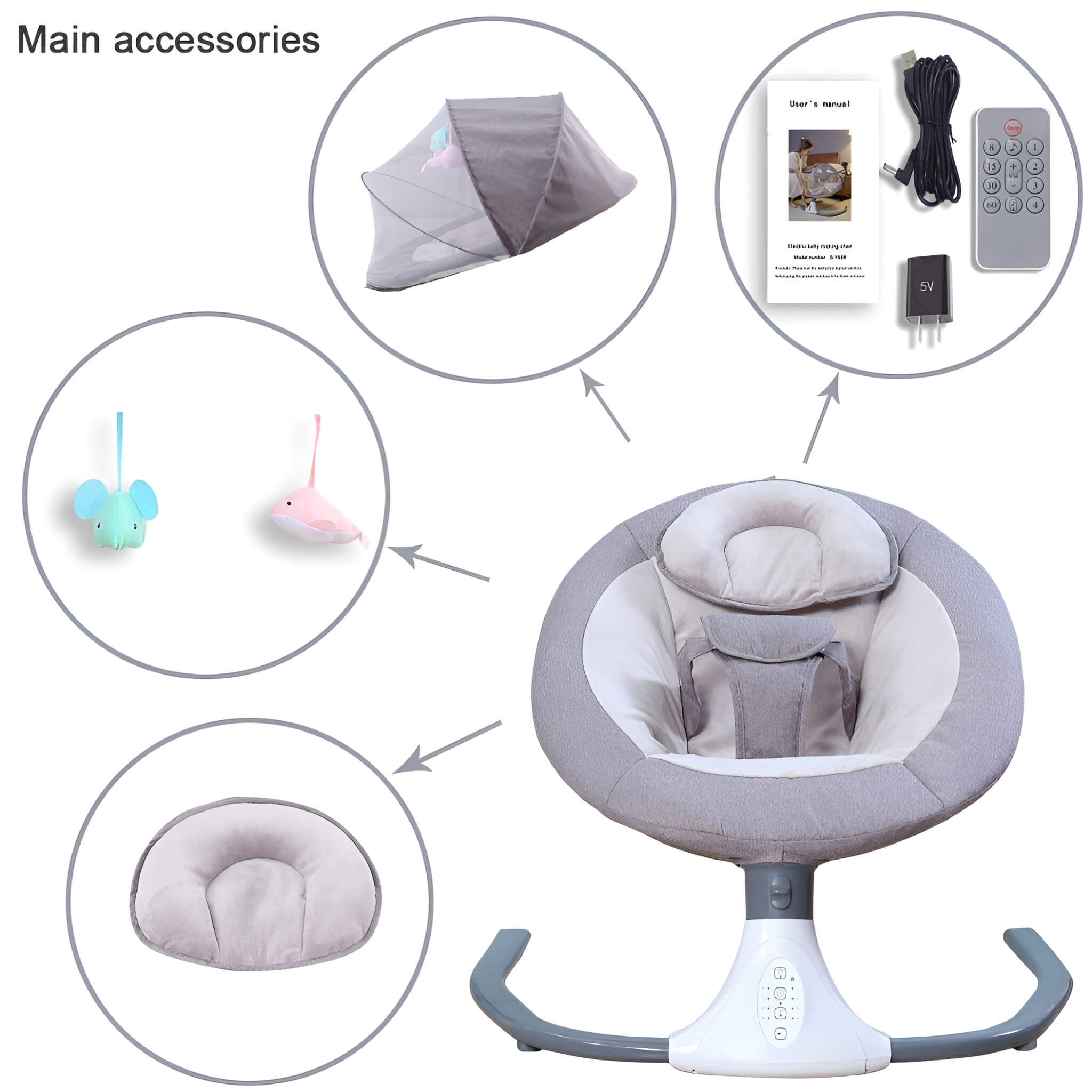 Automatic Electric Swing Cradle for New Born Baby With Music, Timer and Mosquito Net