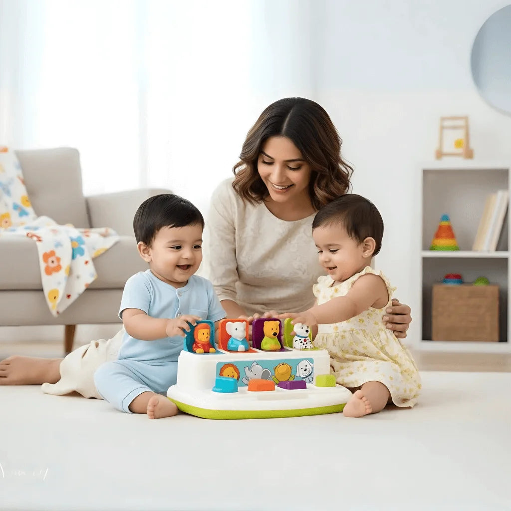 Kids Developmental Toy With Animals, Buttons, Shapes & Colors